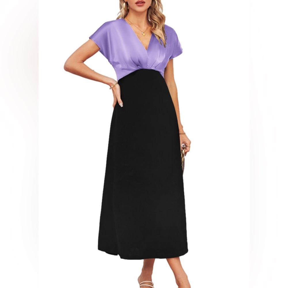 Grace Karin Purple and Black Maxi Formal Dress Size Small New with Tags